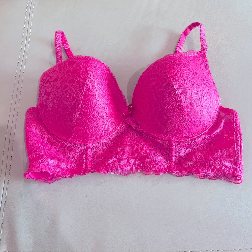 GUC Daisy Fuentes push up hot pink bustier 38C